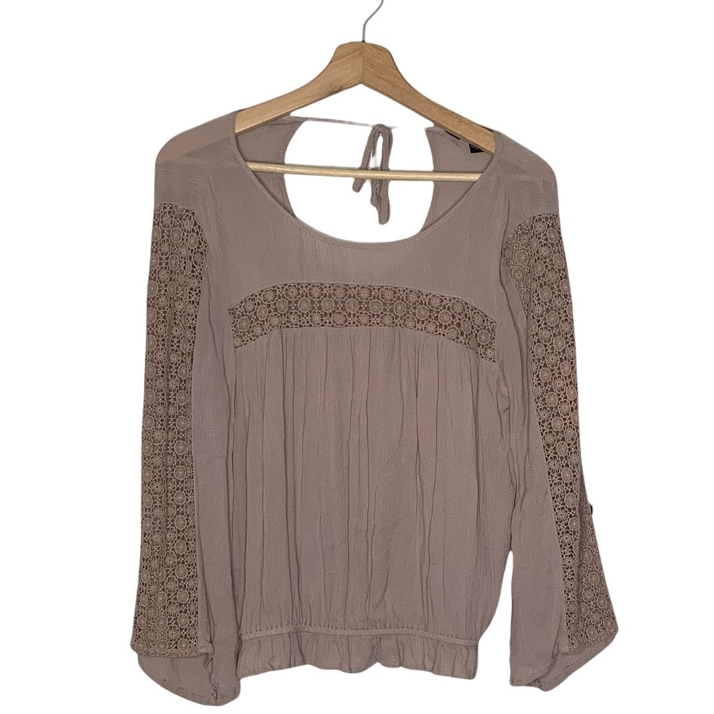 American Eagle Outfitter Dusty Lilac Long Sleeve Boho Top Size Small